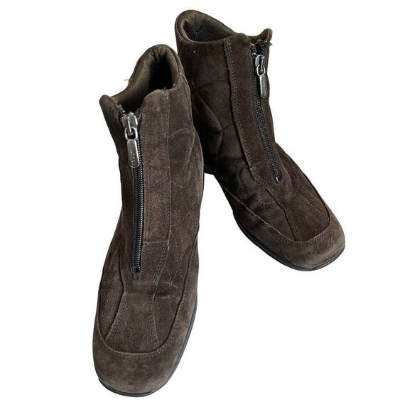 AQUATALIA by Marvin K Womens 6 Zip Front Wedge Weatherproof Brown Quilted Look S - Picture 1 of 11